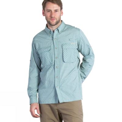 Camisa ExOfficio Air Strip Micro Plaid Manga Larga Hombre - Verde - Chile SZD638209